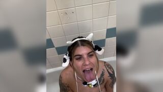 Slutty cow gives milky blowjob - porn video
